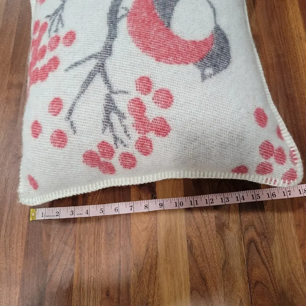 1843 Barker Textiles 100% Wool Red Bird Branch With Berries Pillow Zip …